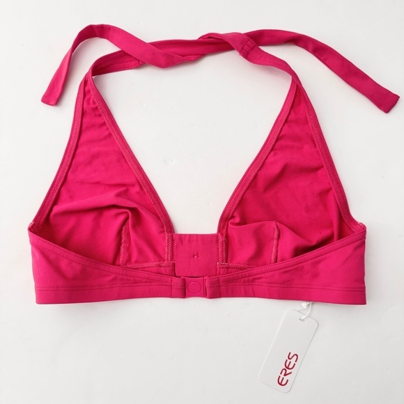 NWT ERES “Pop Roller” Button Detailed Halter Bikini Top Fuchsia Pink Full Cup - Picture 8 of 16
